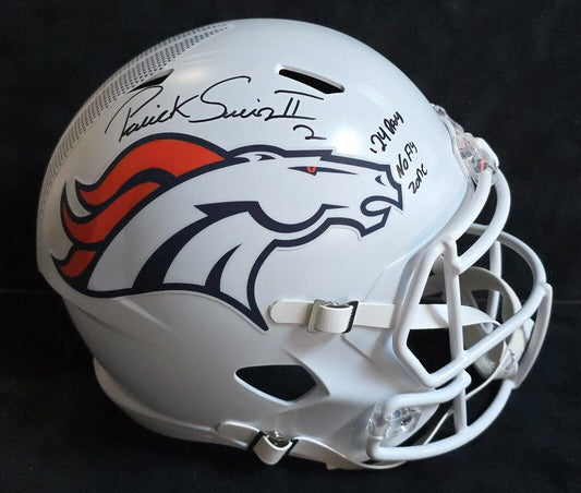 Denver Broncos Pat Surtain Ii Signed 2X Insc Replica Full Size Helmet Beckett