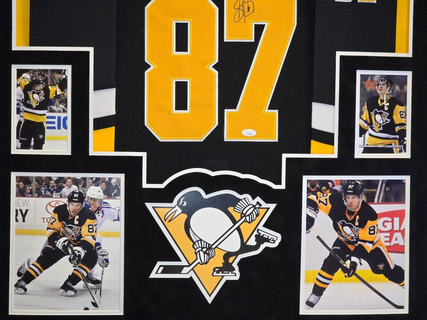 Suede Framed Pittsburgh Penguins Sidney Crosby Autographed Signed Jersey Jsa Coa