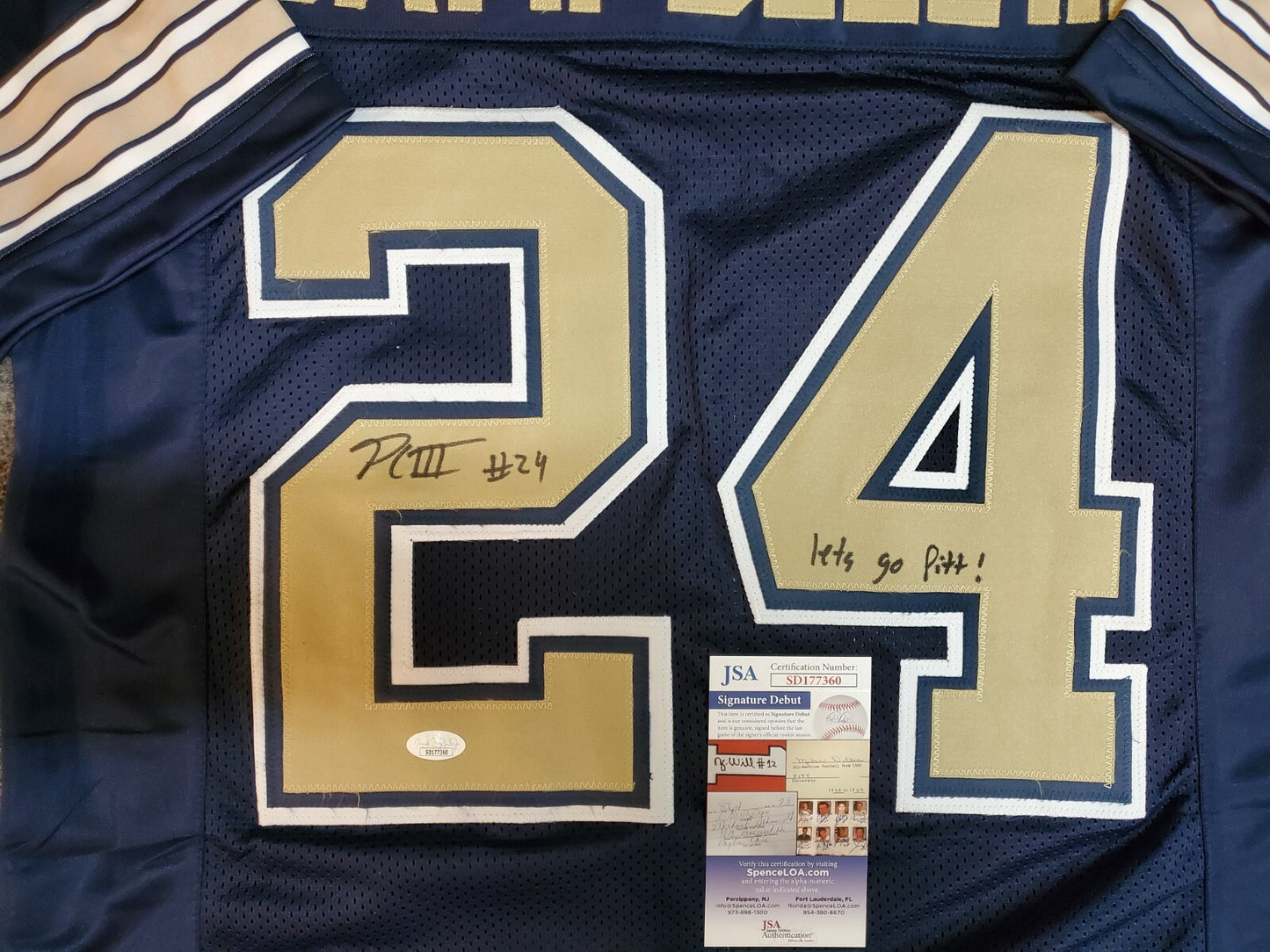 Pitt Panthers Phil Campbell Iii Signed Inscr. "Lets Go Pitt!" Jersey Jsa Coa