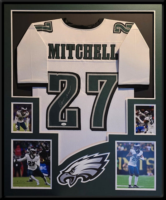 Framed Philadelphia Eagles Quinyon Mitchell Autographed Signed Jersey Jsa Coa