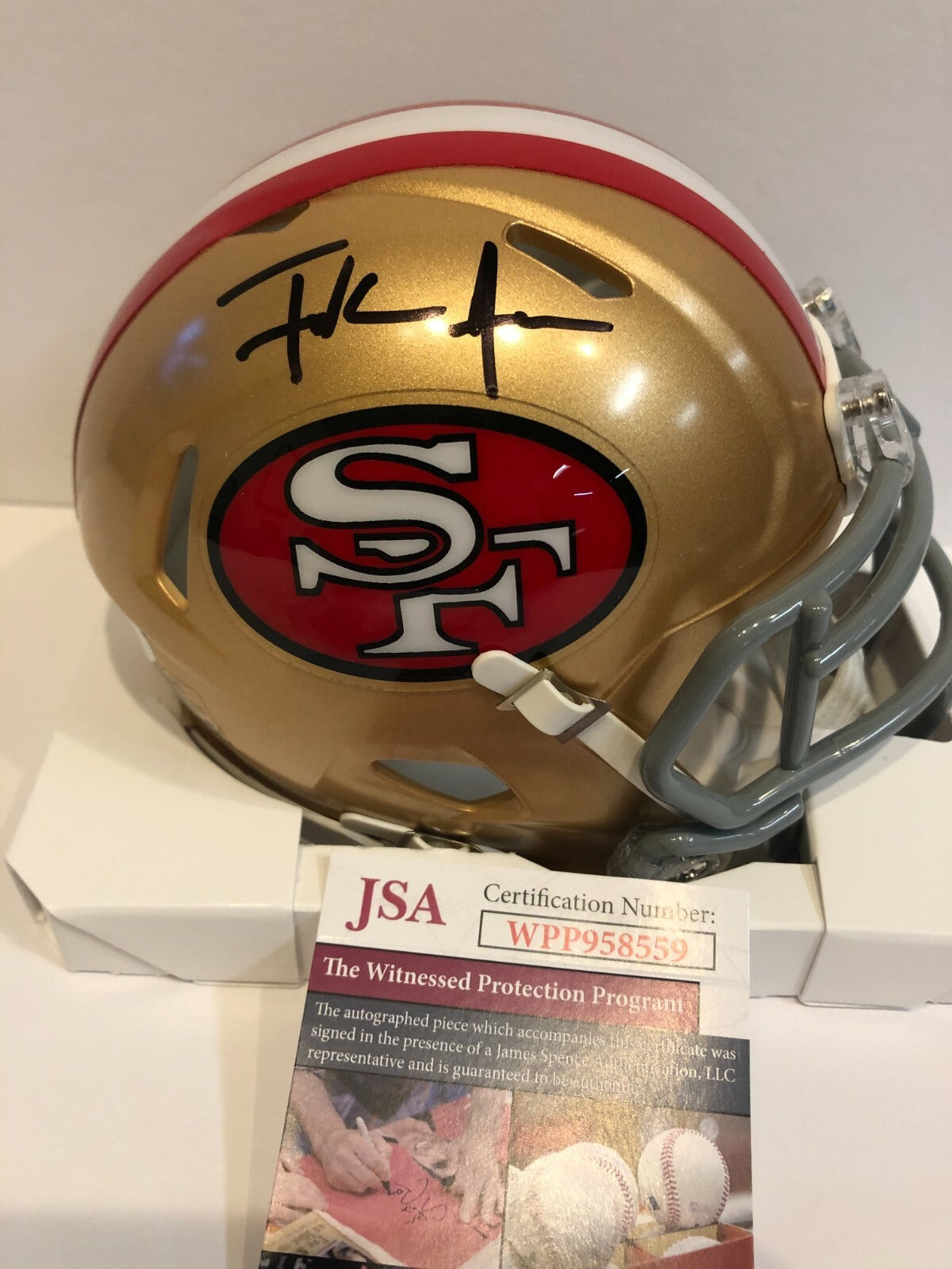 Frank Gore Autographed Signed S.F. 49Ers Mini Helmet Jsa Coa