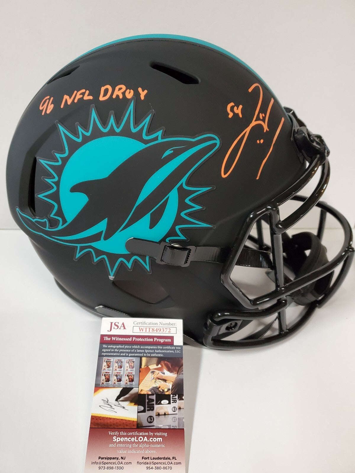 Miami Dolphins Zach Thomas Signed Insc Full Size Eclipse Rep Helmet Jsa Coa