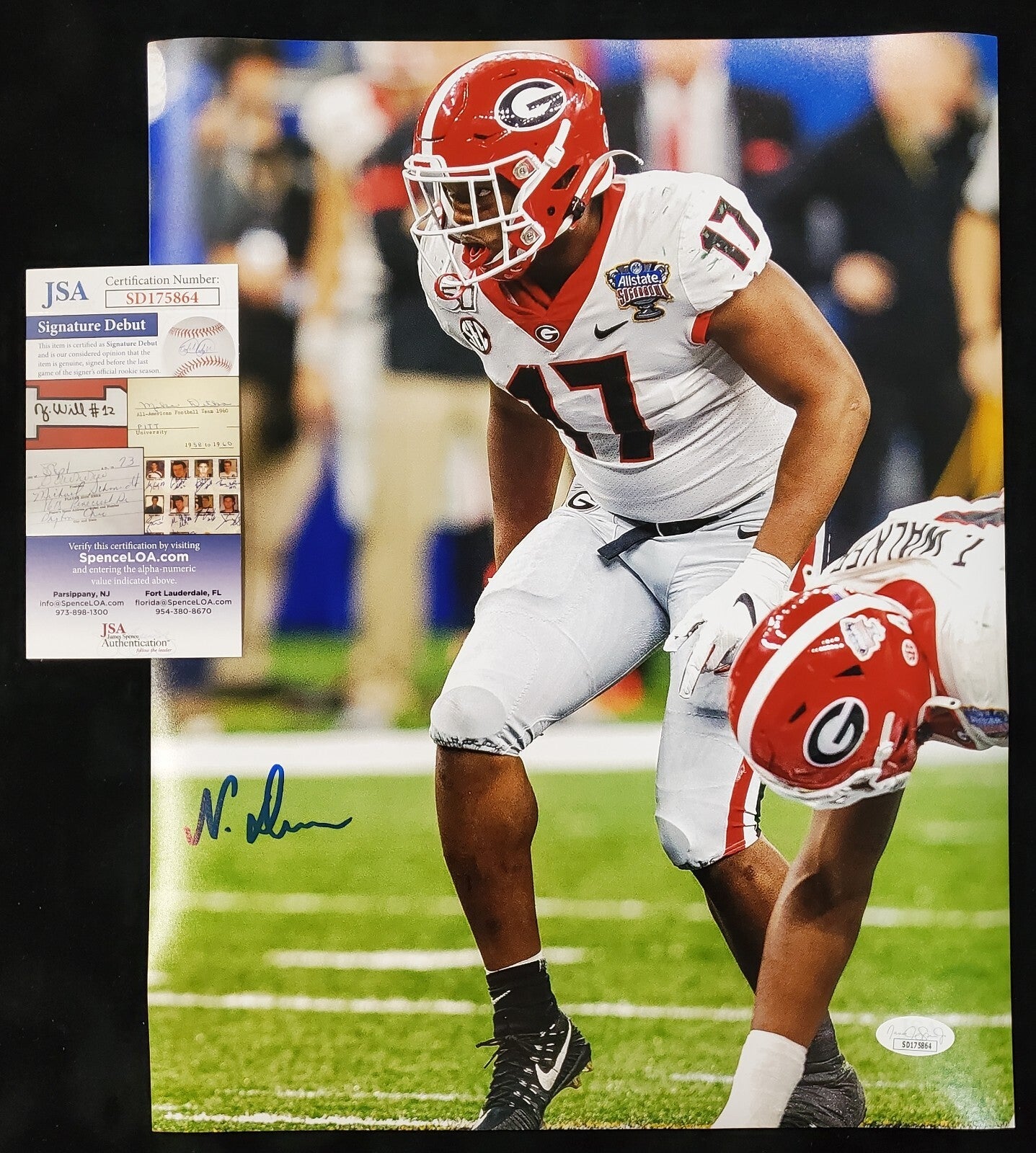 Georgia Bulldogs Nakobe Dean Autographed Signed 11X14 Photo Jsa Coa