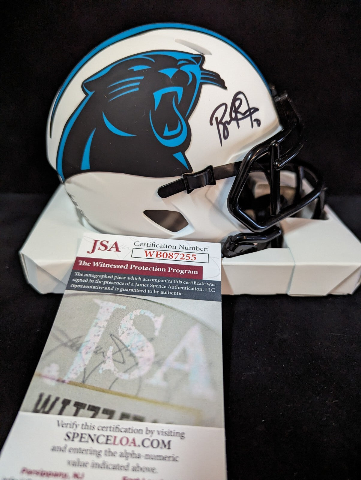 Carolina Panthers Brian Burns Signed  Lunar Mini Helmet Jsa Coa