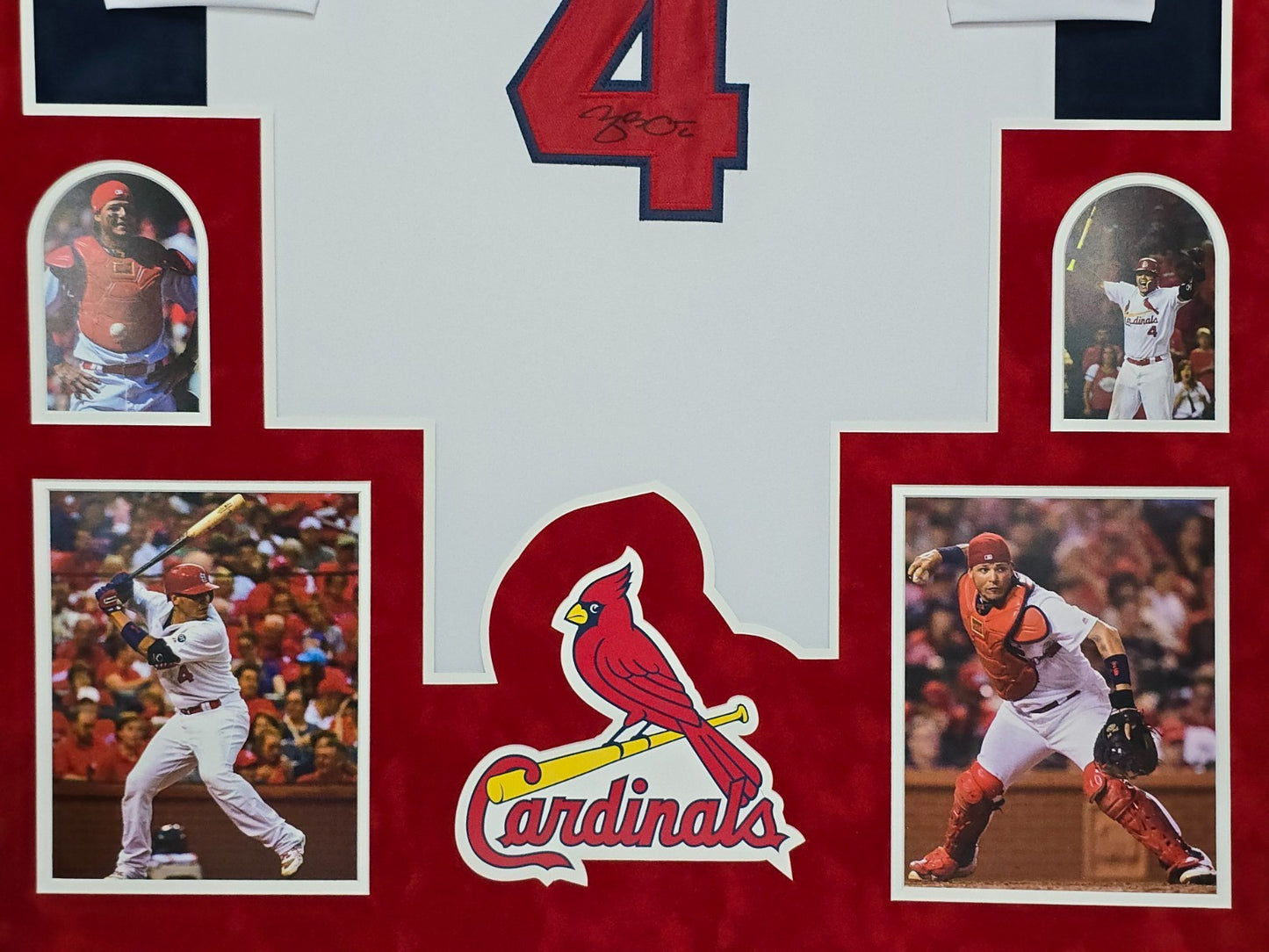 Suede Framed St Louis Cardinals Javier Molina Autographed Jersey Beckett Holo