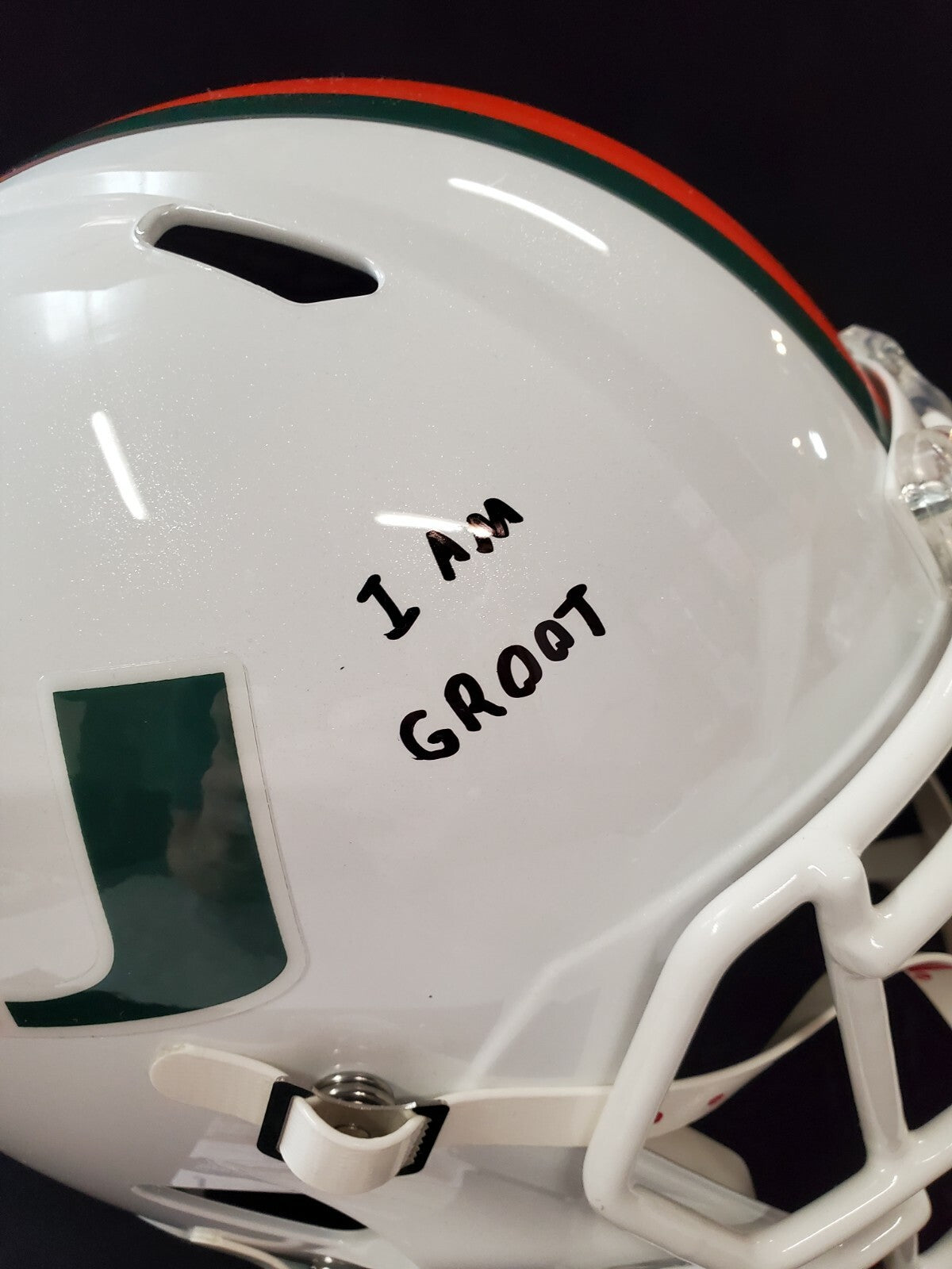 Greg Rousseau Signed Inscribed Miami Hurricanes Full Size Replica Helmet Jsa Coa