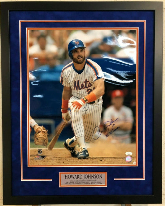 Framed Howard Johnson N.Y. Mets Signed Inscribed 16X20 Photo Jsa Coa