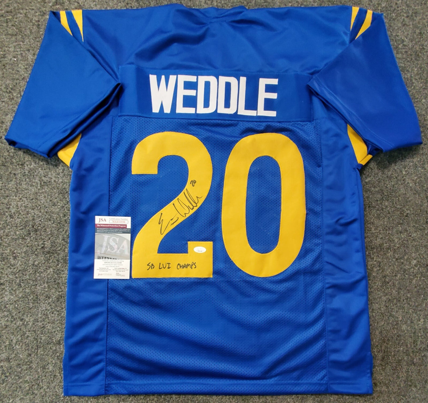 Los Angeles Rams Eric Weddle Autographed Signed Inscribed Jersey Jsa Coa