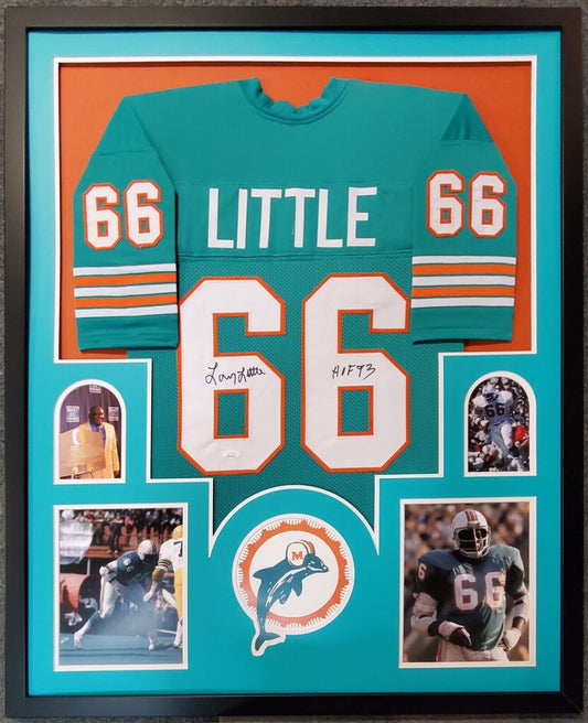 MVP Authentics Framed Miami Dolphins Larry Little Autographed Signed Inscribed Jersey Jsa Coa 337.50 sports jersey framing , jersey framing