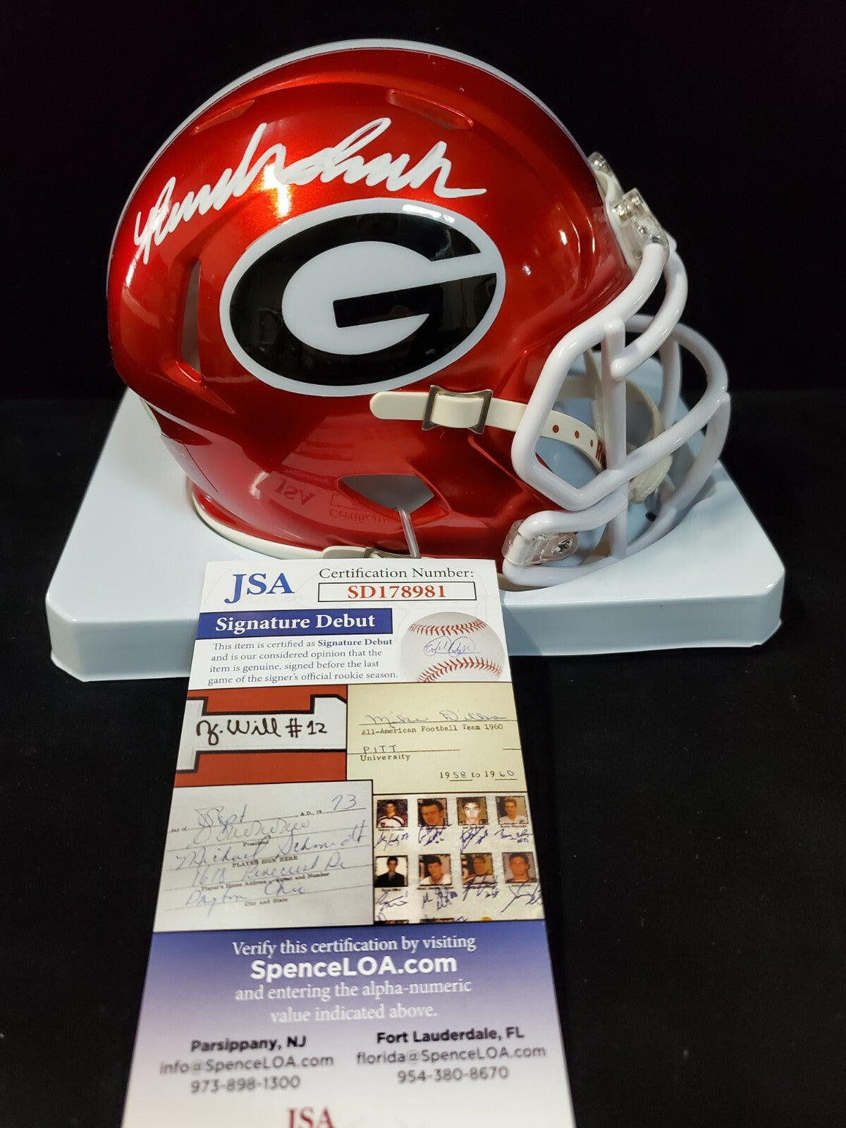 Georgia Bulldogs Nolan Smith Jr Autographed Signed Flash Mini Helmet Jsa Coa