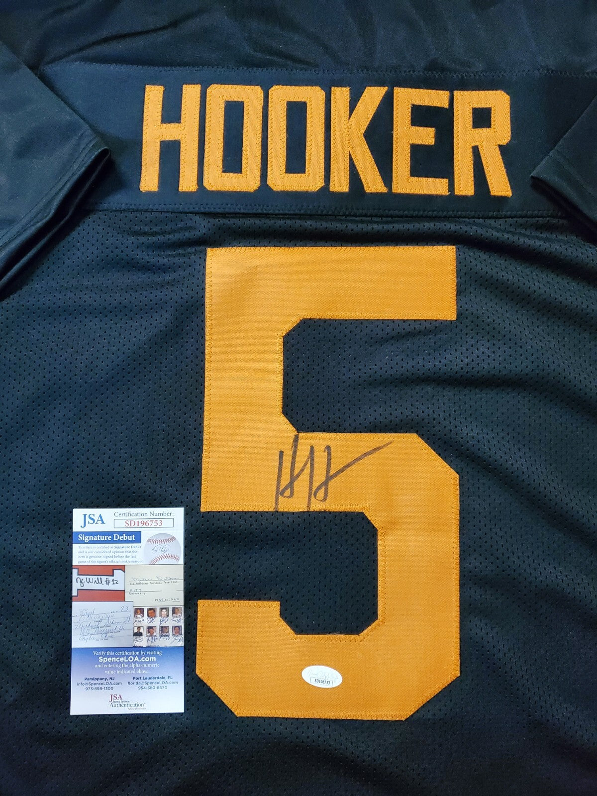 Tennessee Volunteers Hendon Hooker Autographed Signed Black Jersey Jsa Coa