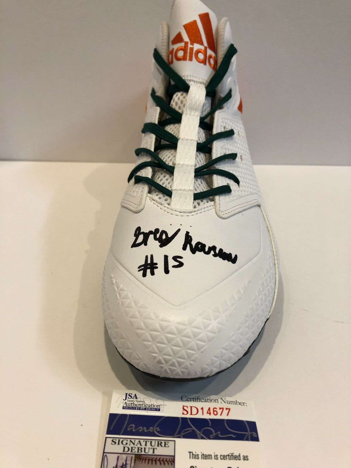 Miami Hurricanes Greg Rousseau Autographed Signed Adidas Cleat Jsa Coa