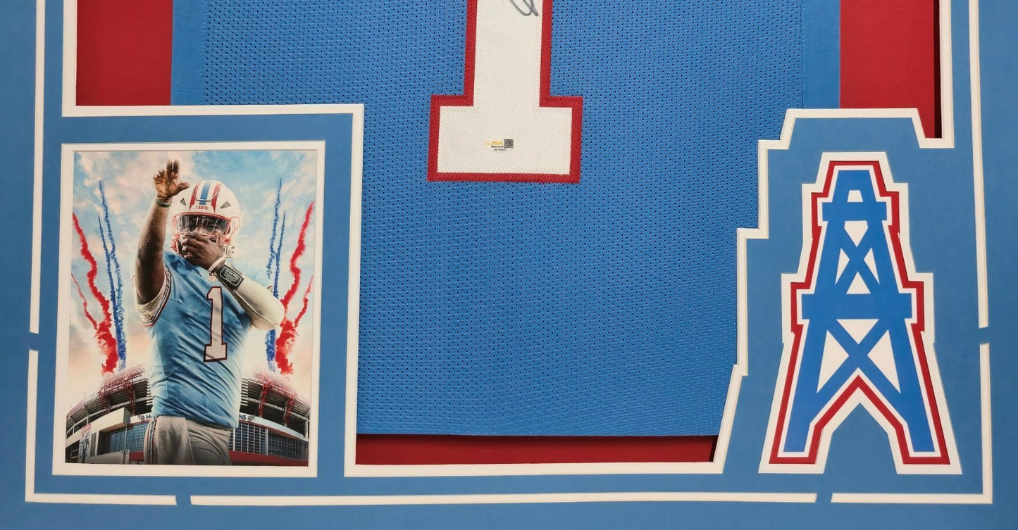 Framed Tennessee Titans Cam Ward Autographed Signed Jersey Jsa Coa