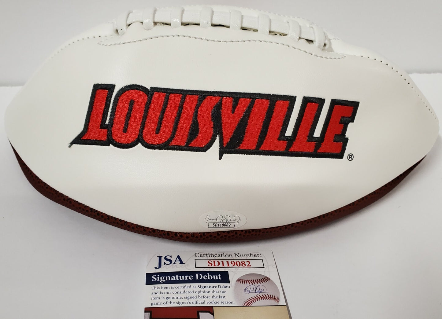 Javian Hawkins Autographed Louisville Cardinals Logo Football Jsa  Coa
