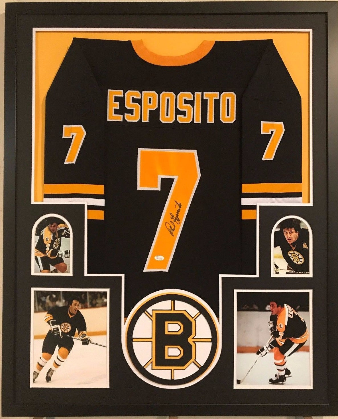 Framed Phil Esposito Autographed Signed Boston Bruins Jersey Jsa Coa