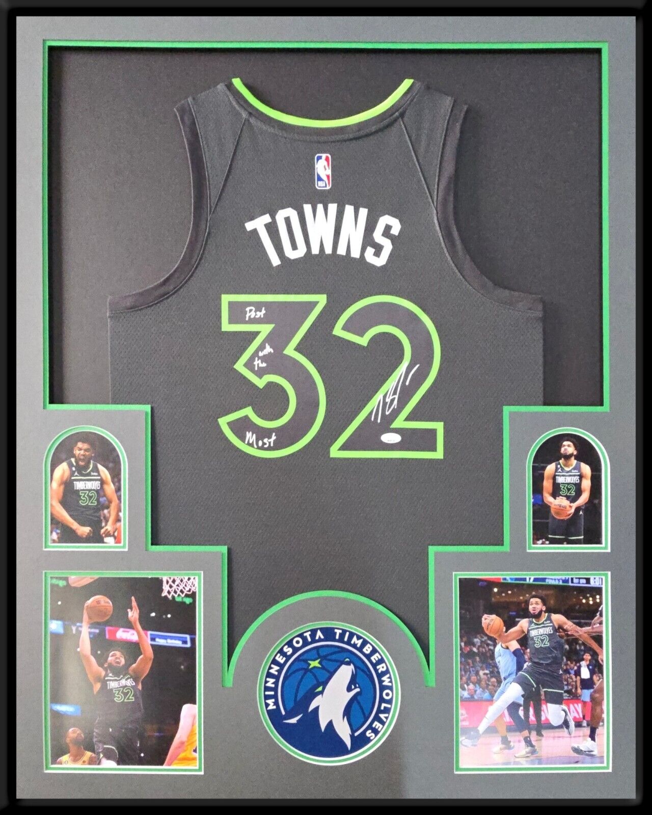 Custom Framed Minnesota Timberwolves Karl Anthony Towns Autographed Jersey Jsa