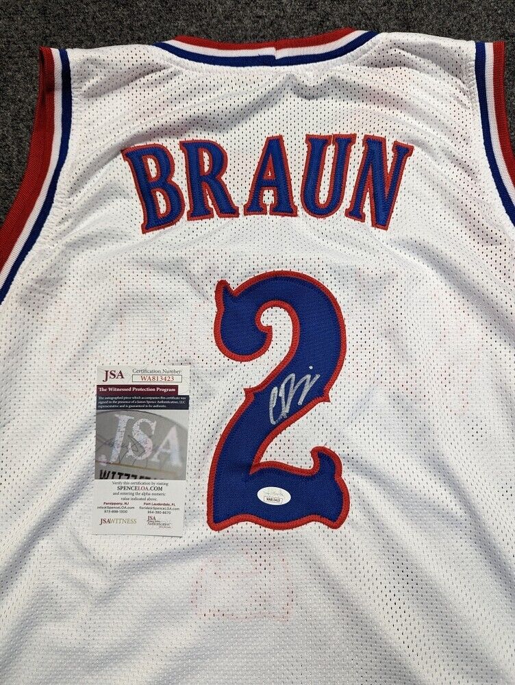MVP Authentics Kansas Jayhawks Christian Braun Autographed Signed Custom Jersey Jsa Coa 157.50 sports jersey framing , jersey framing