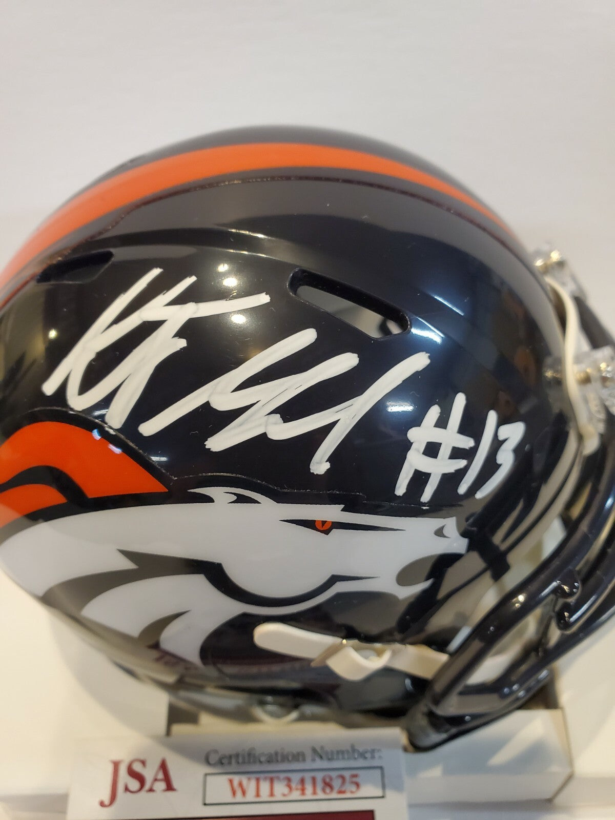 Kj Hamler Autographed Signed Denver Broncos Speed Mini Helmet Jsa Coa