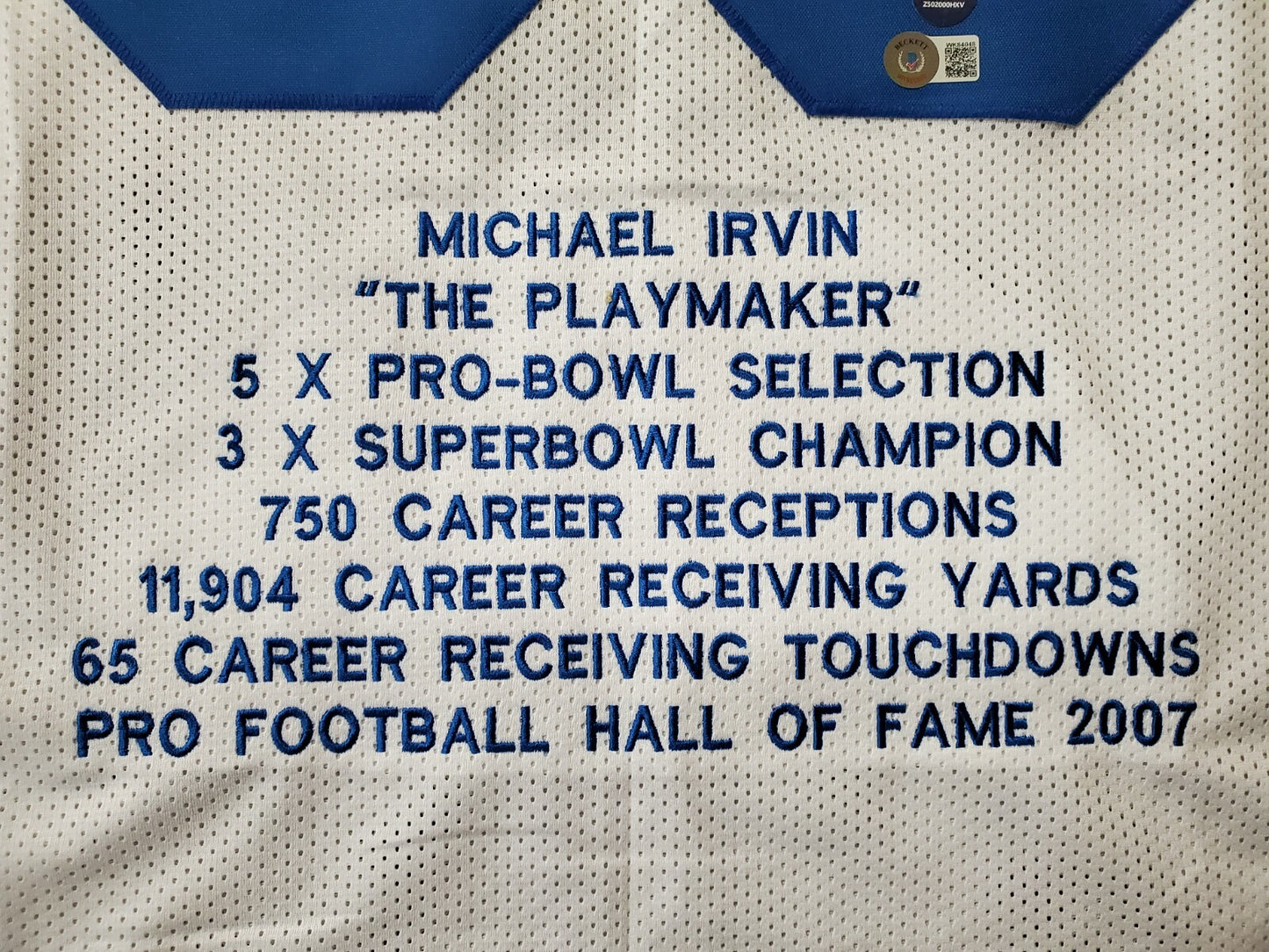 Dallas Cowboys Michael Irvin Autographed Signed Stat Jersey Beckett Holo