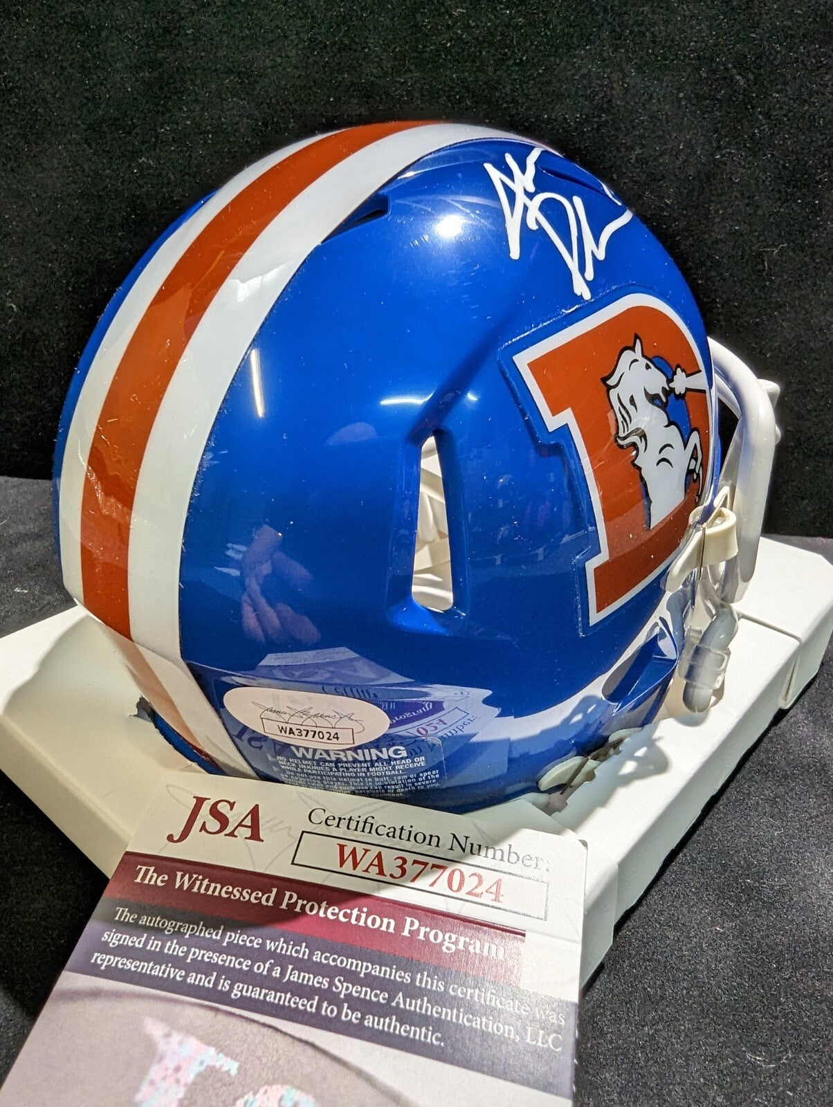 Denver Broncos Jake Plummer Autographed Throwback Mini Helmet Jsa Coa