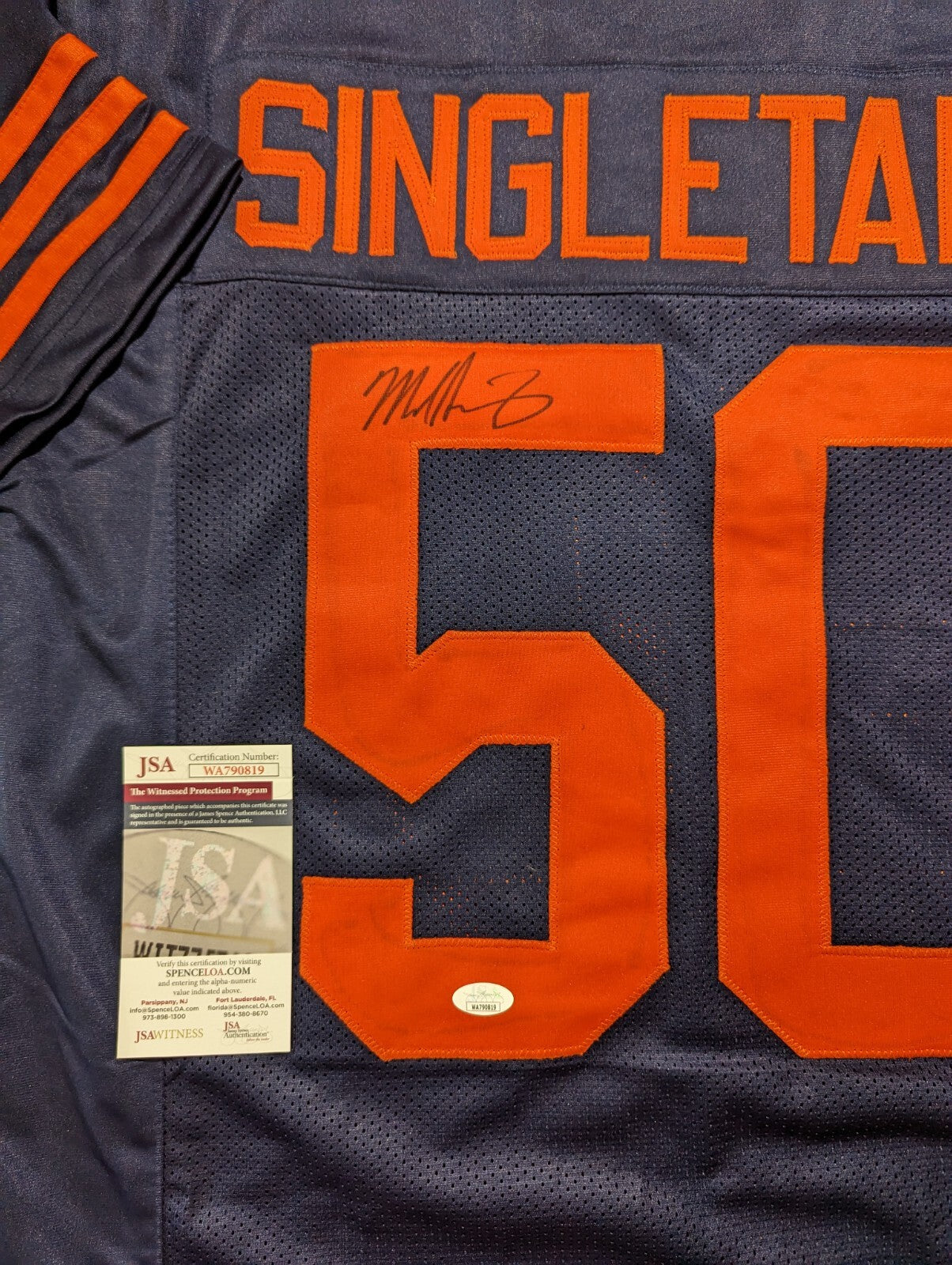 Chicago Bears Mike Singletary Autographed Signed Jersey Jsa Coa