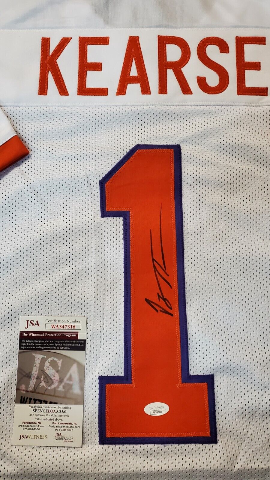 MVP Authentics Clemson Tigers Jayron Kearse Autographed Signed Jersey Jsa Coa 90 sports jersey framing , jersey framing