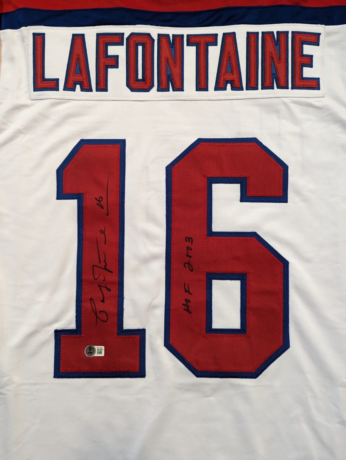 Pat Lafontaine Autographed Signed Inscribed "Hof 2003" Usa Hockey Jersey Beckett