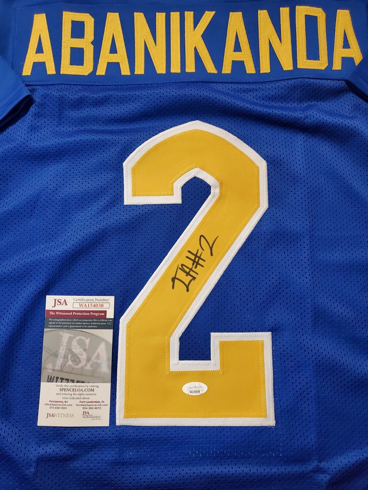 MVP Authentics Pitt Panthers Israel "Izzy" Abanikanda Autographed Signed Jersey Jsa Coa 90 sports jersey framing , jersey framing