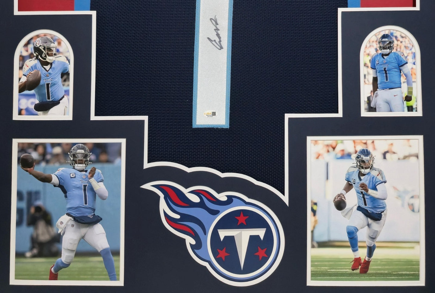 Framed Tennessee Titans Cam Ward Autographed Signed Jersey Jsa Coa