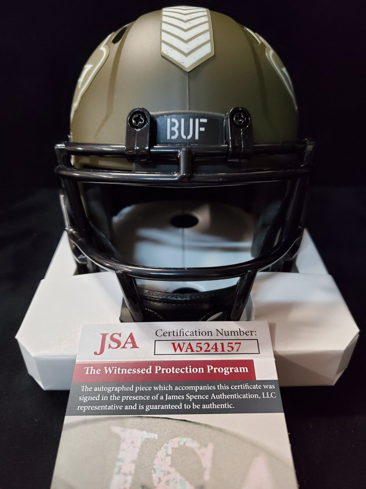 Buffalo Bills Gregory Rousseau Signed Salute To Service Mini Helmet Jsa Coa