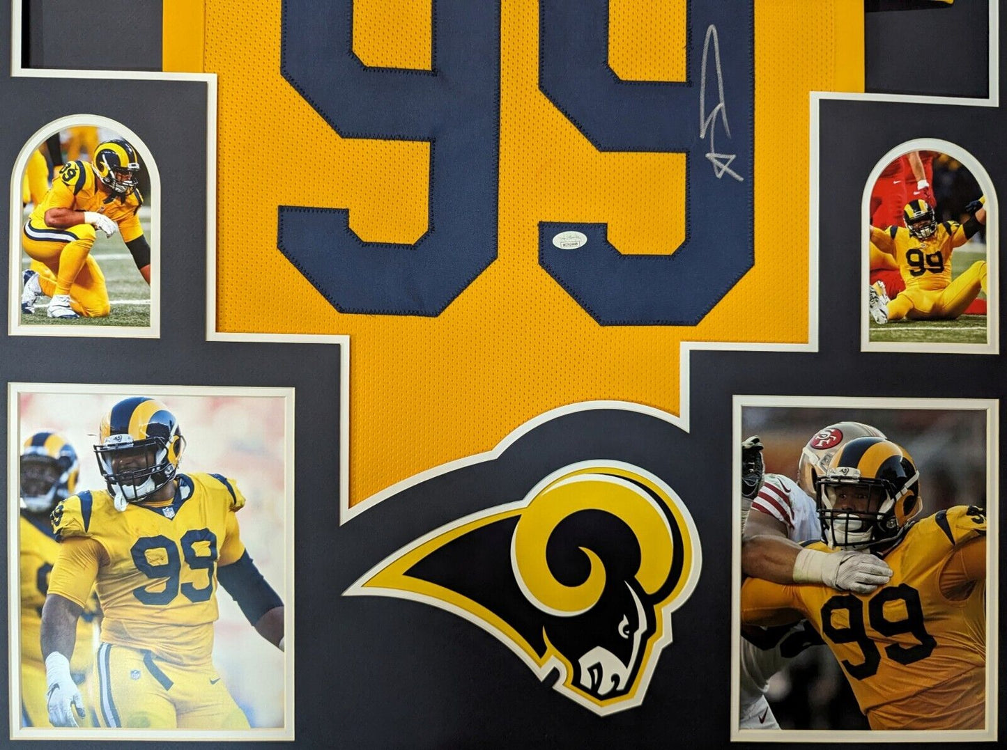 MVP Authentics Framed Los Angeles Rams Aaron Donald Autographed Signed Jersey Jsa Coa 540 sports jersey framing , jersey framing