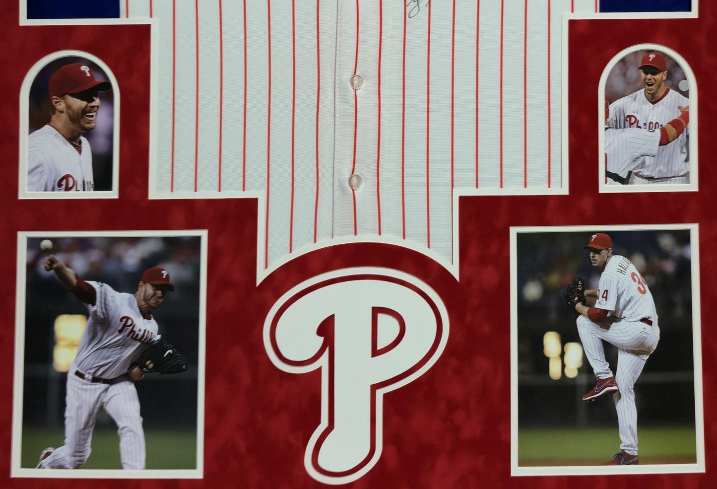 Suede Framed Philadelphia Phillies Roy Halladay Autographed Jersey Psa Coa