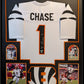MVP Authentics Framed Cincinnati Bengals Jamarr Chase Autographed Jersey Beckett Holo 675 sports jersey framing , jersey framing