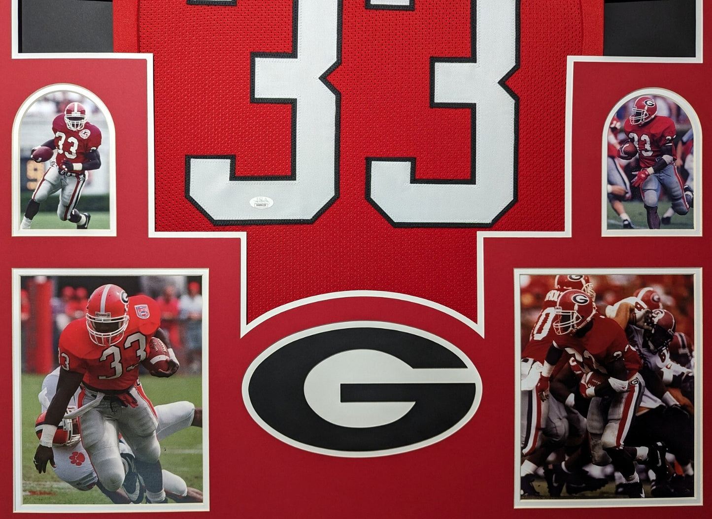Framed Georgia Bulldogs Terrell Davis Autographed Jersey Jsa