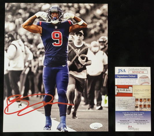 MVP Authentics Houston Texans Brevin Jordan Autographed Signed 8X10 Photo Jsa Coa 54 sports jersey framing , jersey framing