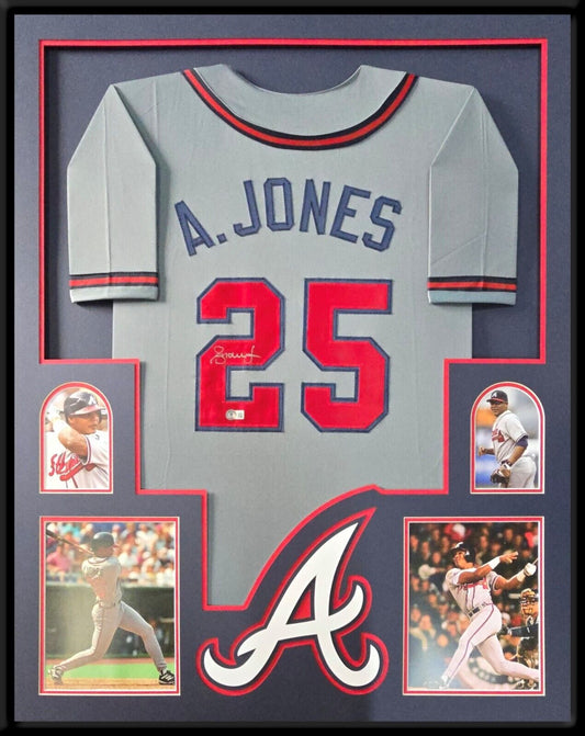Framed Atlanta Braves Andruw Jones Autographed Signed Jersey Beckett Holo