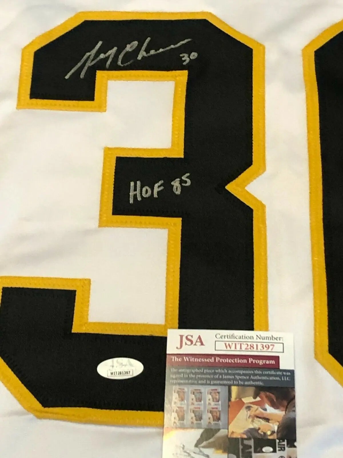 Boston Bruins Gerry Cheevers Autographed Signed Inscribed Jersey Jsa Coa