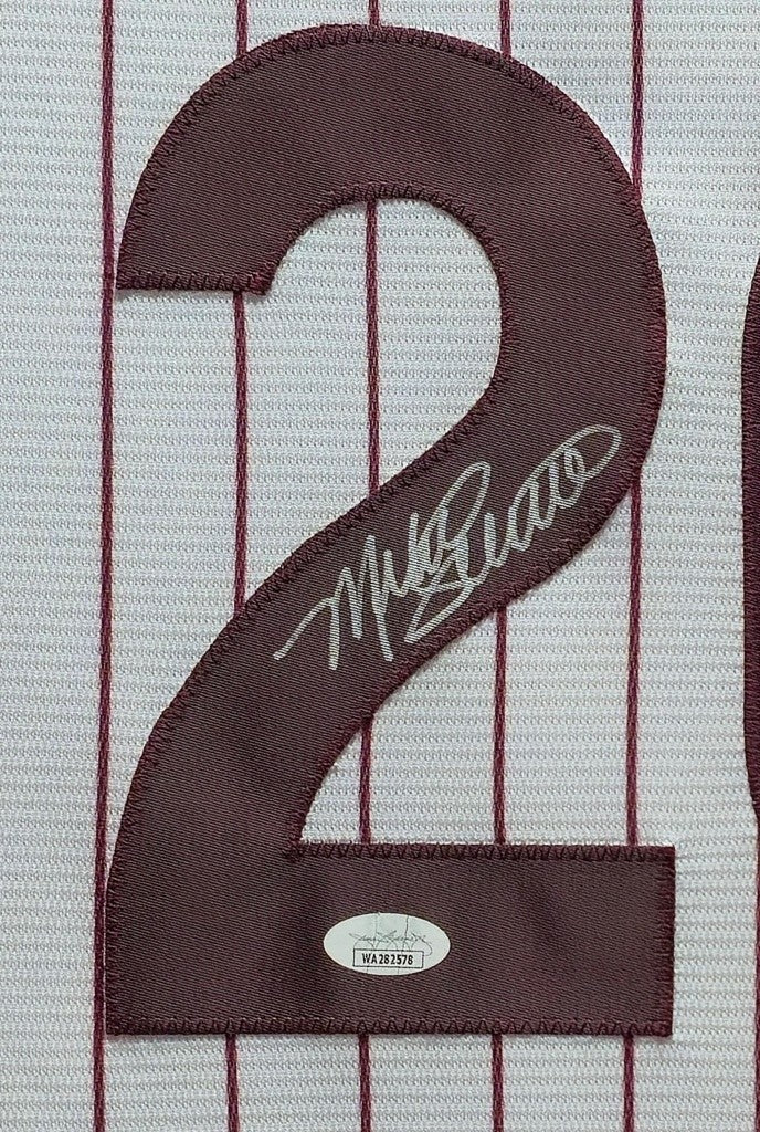 Suede Framed Philadelphia Phillies Mike Schmidt Autographed Jersey Beckett Holo
