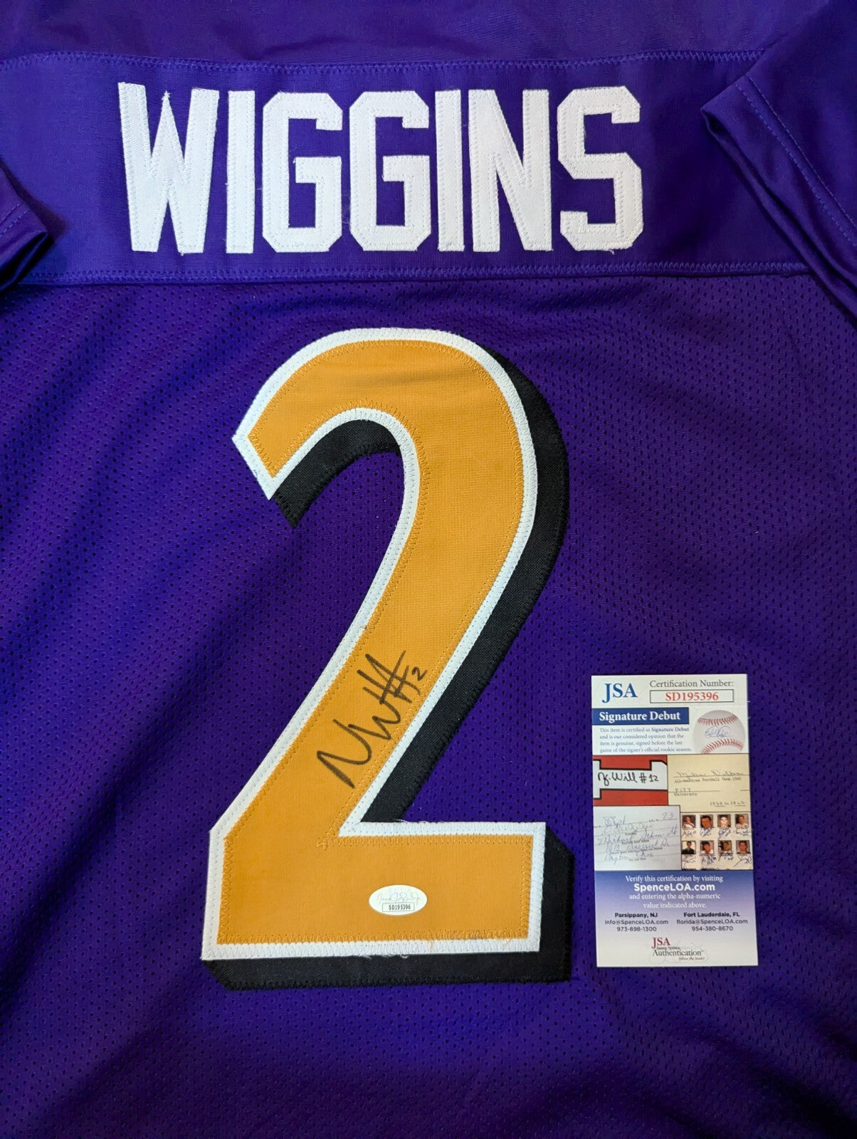Baltimore Ravens Nate Wiggins Autographed Signed Jersey Jsa Coa