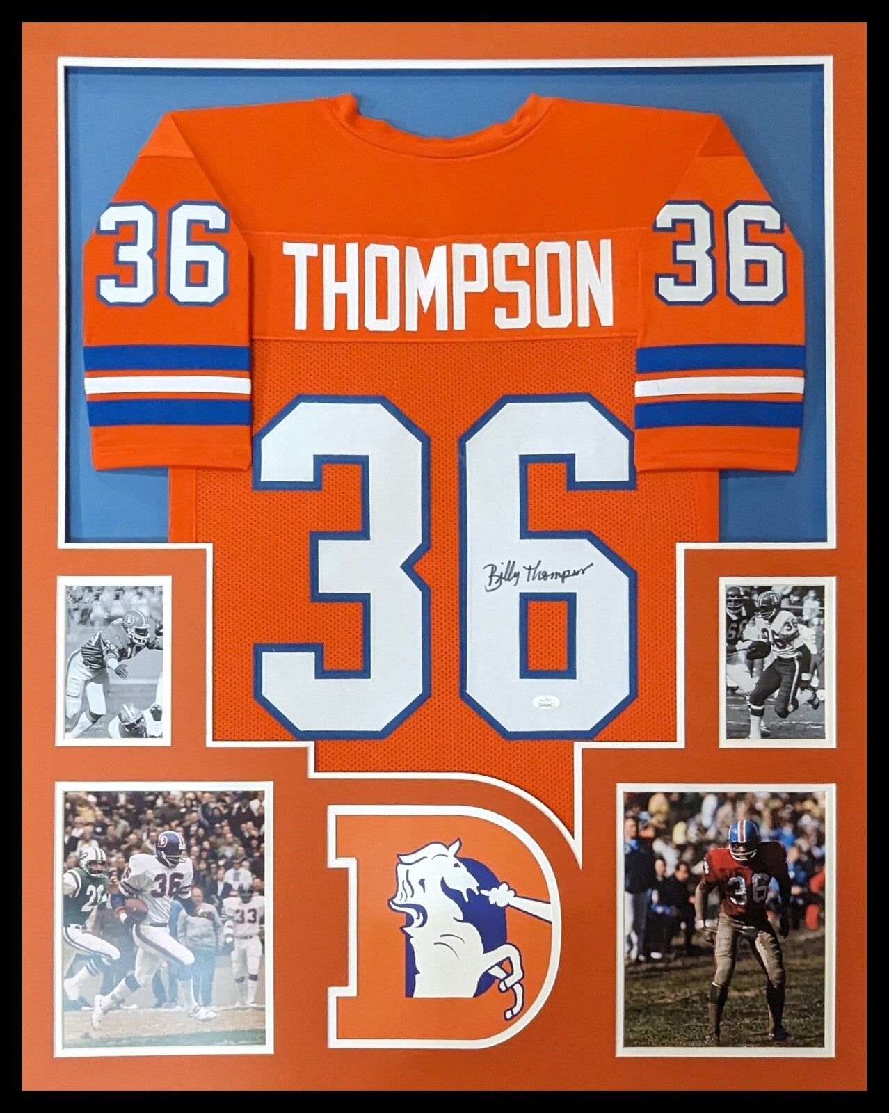Framed Denver Broncos Billy Thompson Autographed Signed Jersey Jsa Coa