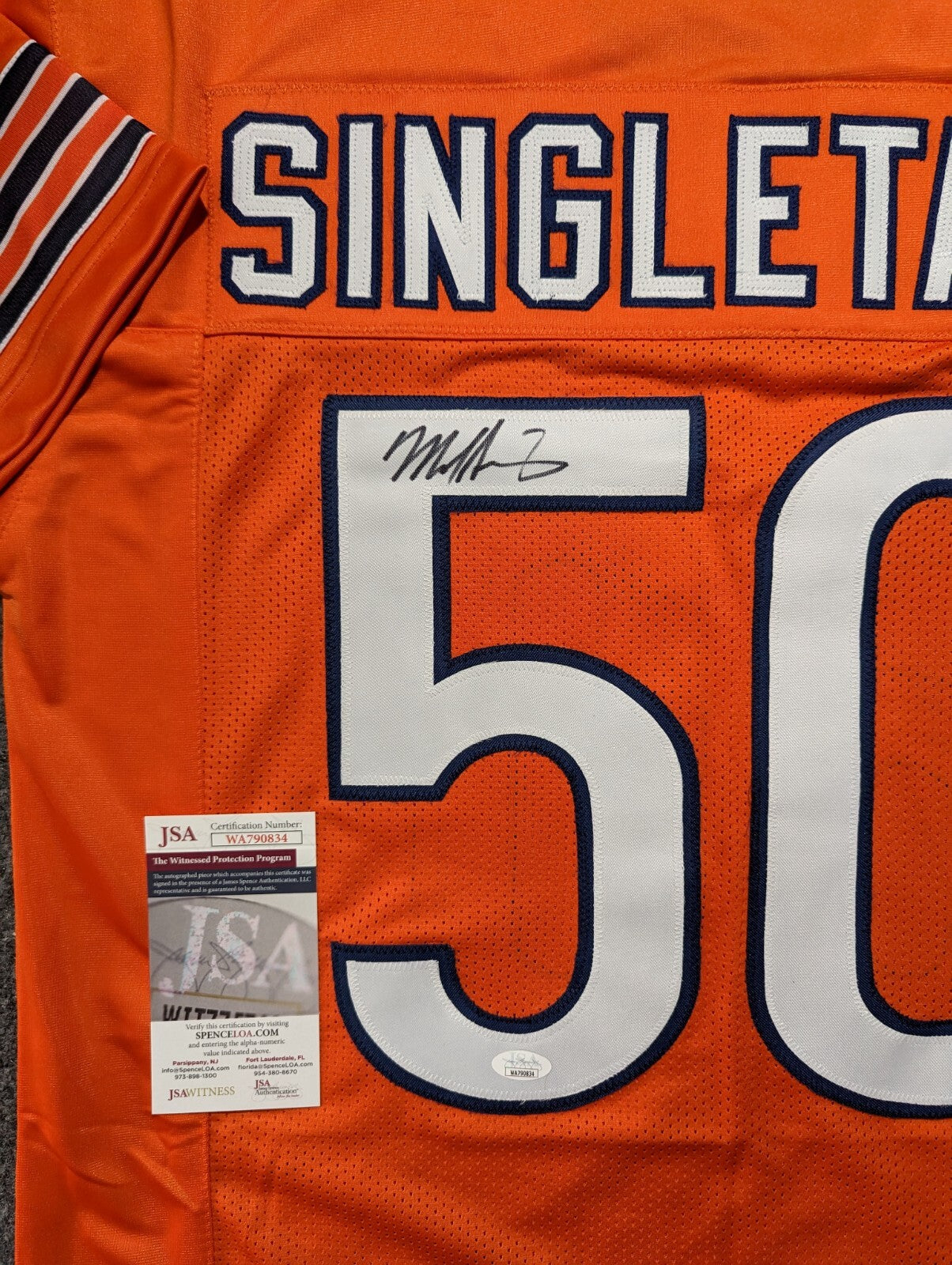 Chicago Bears Mike Singletary Autographed Signed Jersey Jsa Coa