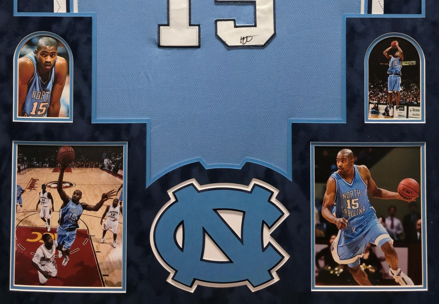 Framed In Suede Unc Tar Heels Vince Carter Autographed Signed Jersey Psa Coa