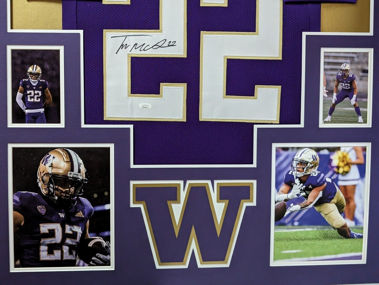 Framed Washington Huskies Trent Mcduffie Autographed Signed Jersey Jsa Coa