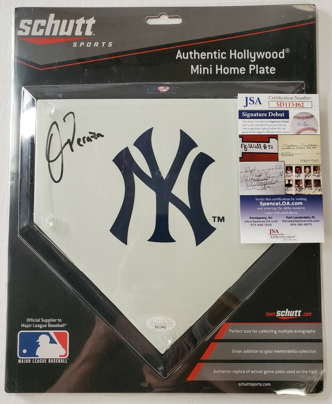 New York Yankees Oswald Peraza Autographed Signed Mini Home Plate Jsa Coa