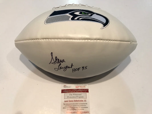 Steve Largent Autographed Signed Inscribe Seattle Seahawks Logo Football Jsa Coa