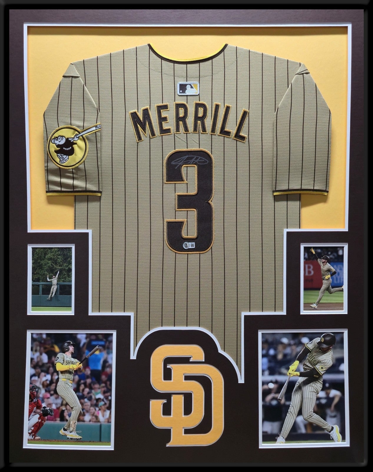 Framed San Diego Padres Jackson Merrill Autographed Signed Jersey Beckett Holo