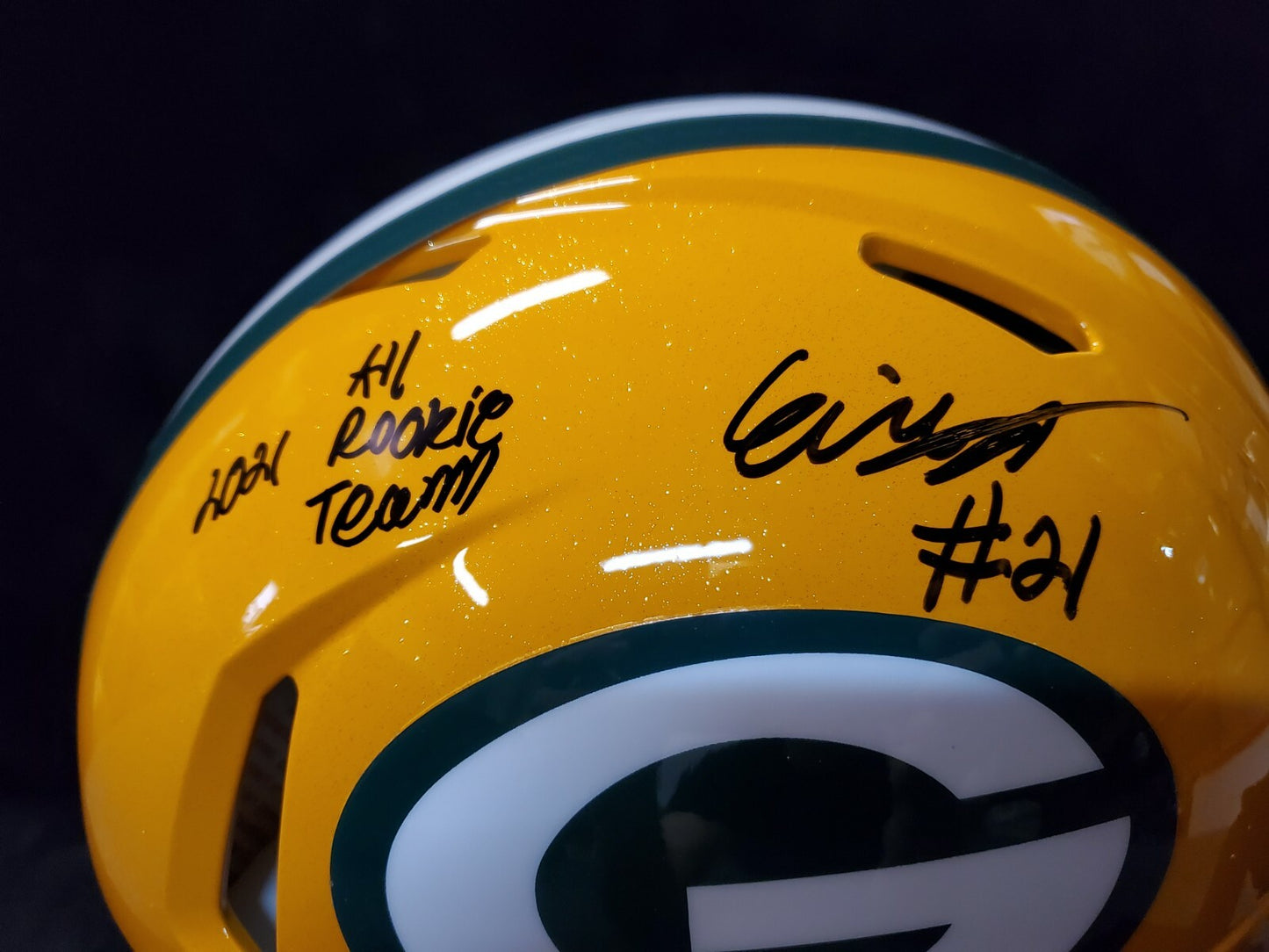 Green Bay Packers Eric Stokes Signed Insc Full Size Speed Authentic Helmet Jsa