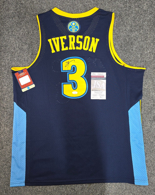 Denver Nuggets Allen Iverson Autographed Signed Jersey Jsa Coa