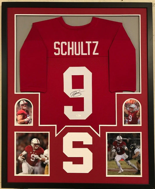 Framed Dalton Schultz Autographed Signed Stanford Cardinals Jersey Jsa Coa
