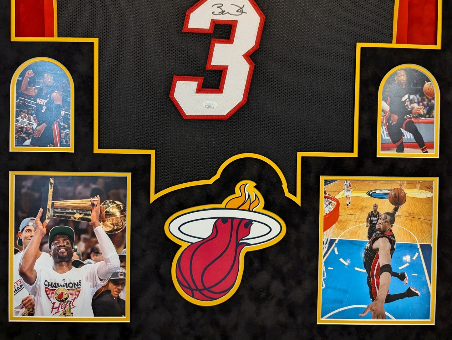 Framed In Suede Miami Heat Dwyane Wade Autographed Signed Jersey Jsa Coa